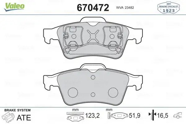 VALEO 670472 Arka Fren Balatası