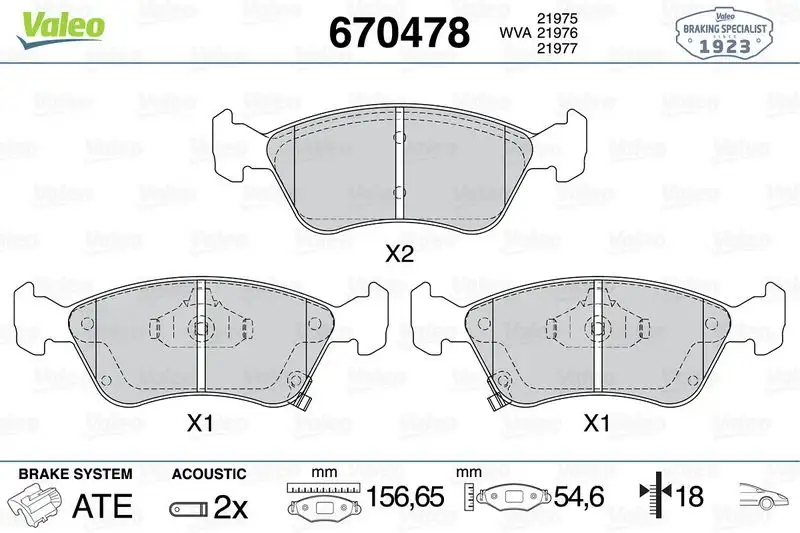 VALEO 670478 Ön Fren Balatası