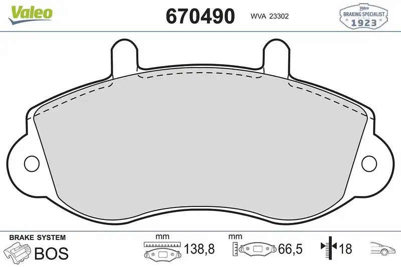 VALEO 670490 Ön Fren Balatası