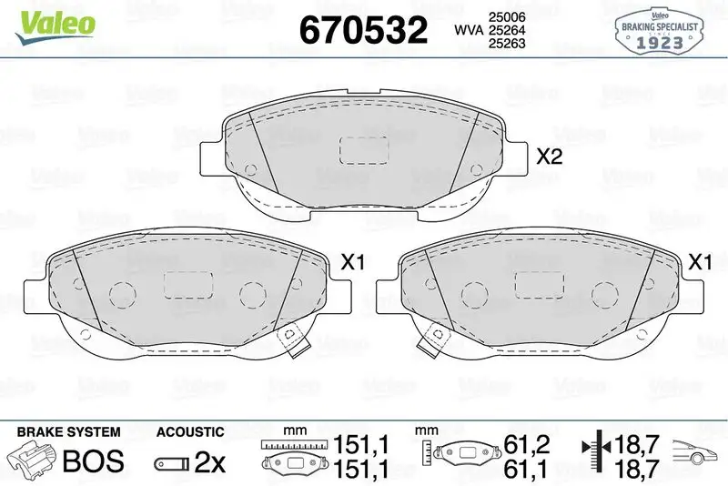 VALEO 670532 Ön Fren Balatası