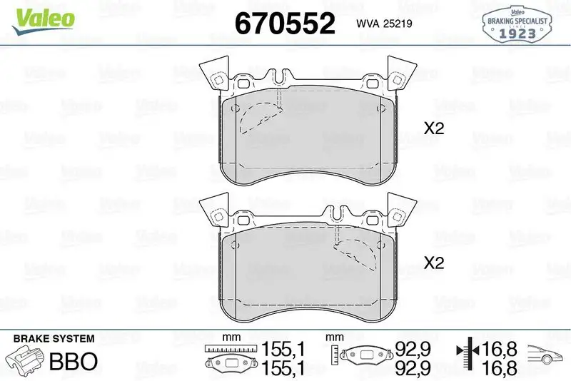 VALEO 670552 Ön Fren Balatası