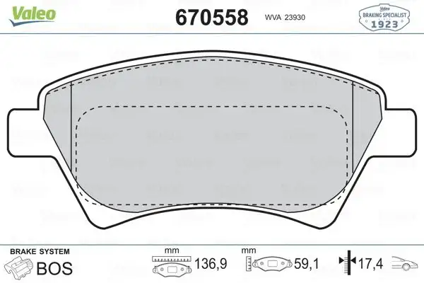 VALEO 670558 Ön Fren Balatası