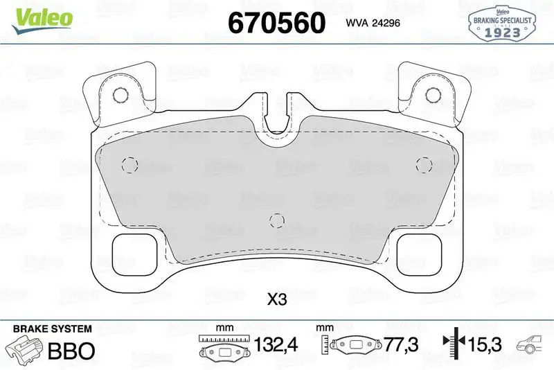 VALEO 670560 Arka Fren Balatası