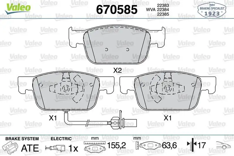 VALEO 670585 Ön Fren Balatası