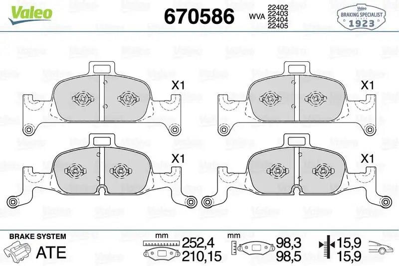 VALEO 670586 Ön Fren Balatası