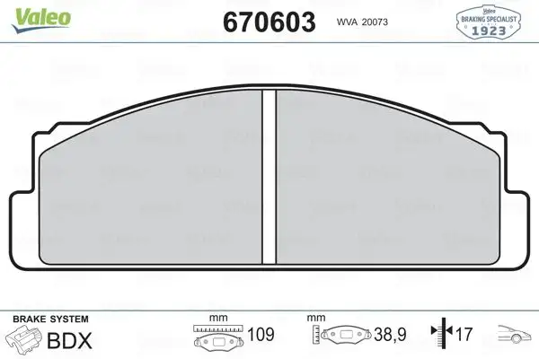 VALEO 670603 Ön Fren Balatası