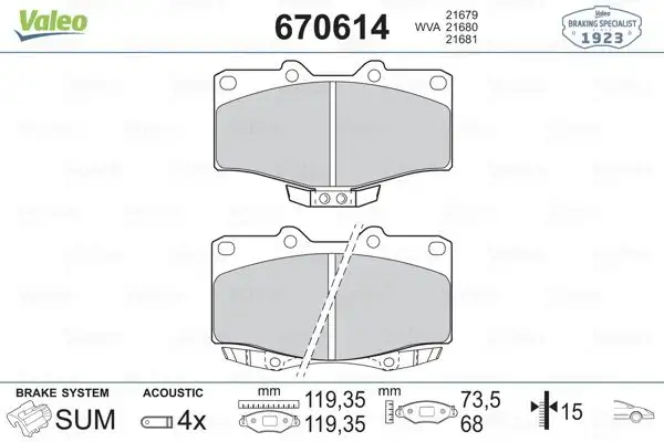 VALEO 670614 Ön Fren Balatası