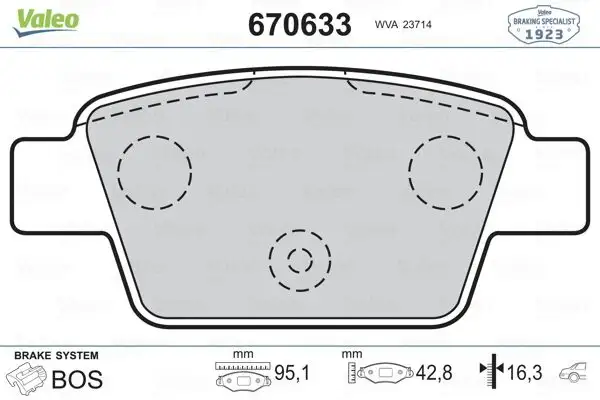 VALEO 670633 Arka Fren Balatası