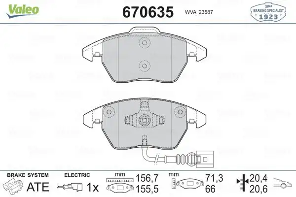 VALEO 670635 Ön Fren Balatası