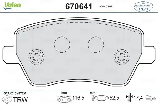 VALEO 670641 Ön Fren Balatası