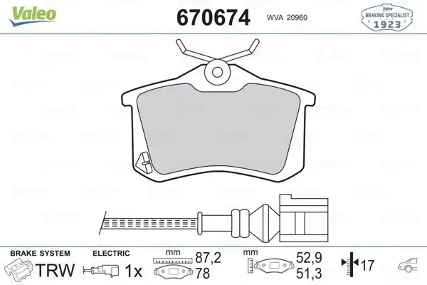 VALEO 670674 Arka Fren Balatası