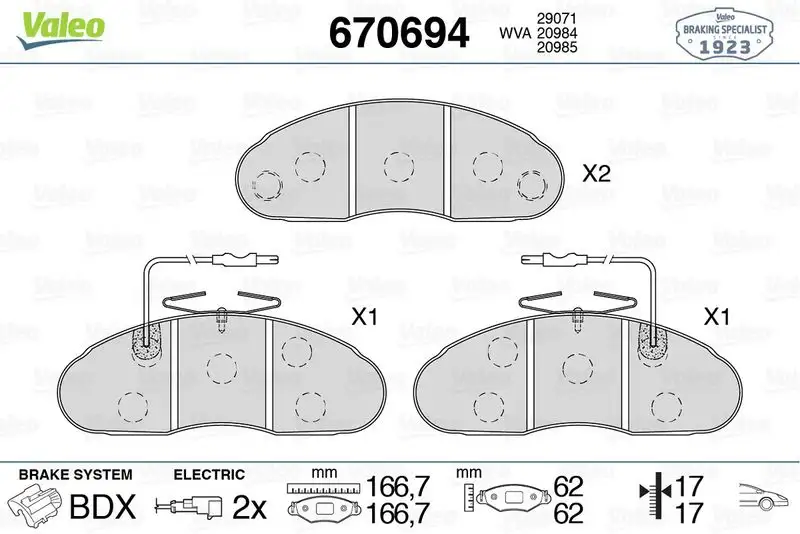 VALEO 670694 Ön Fren Balatası