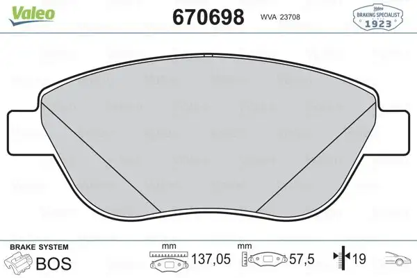 VALEO 670698 Ön Fren Balatası
