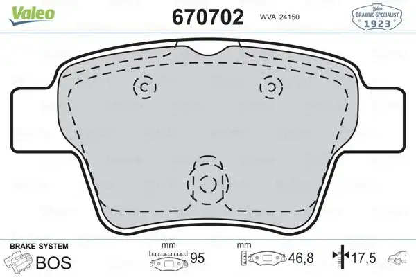 VALEO 670702 Arka Fren Balatası
