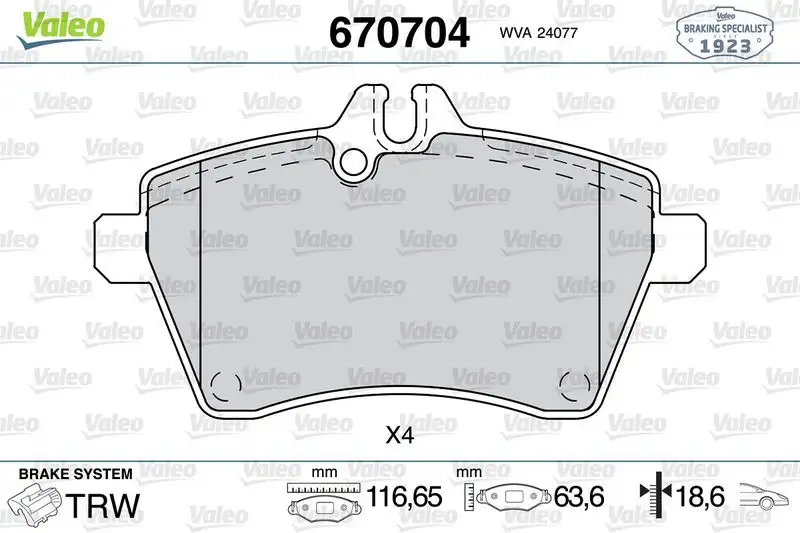 VALEO 670704 Ön Fren Balatası
