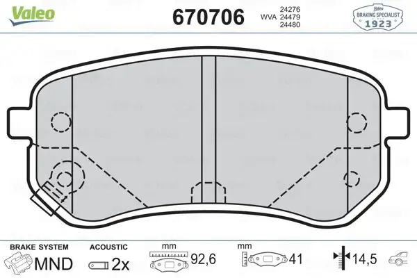 VALEO 670706 Arka Fren Balatası
