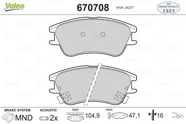VALEO 670708 Ön Fren Balatası 5810105A10