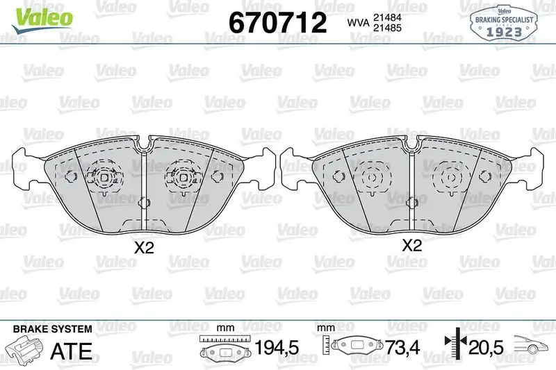 VALEO 670712 Ön Fren Balatası
