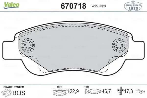 VALEO 670718 Ön Fren Balatası