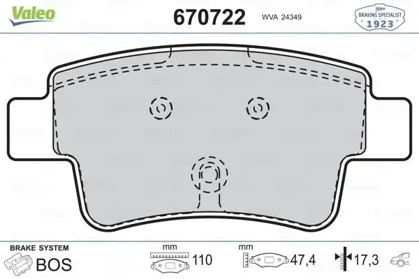 VALEO 670722 Arka Fren Balatası