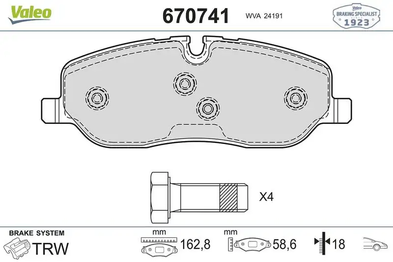 VALEO 670741 Ön Fren Balatası LR134694