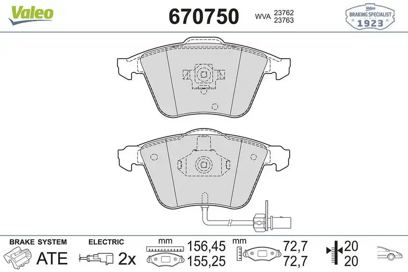 VALEO 670750 Ön Fren Balatası