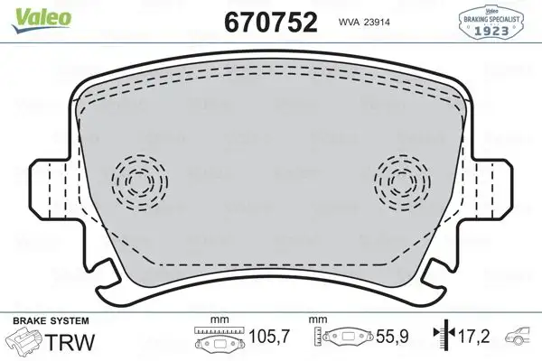 VALEO 670752 Arka Fren Balatası