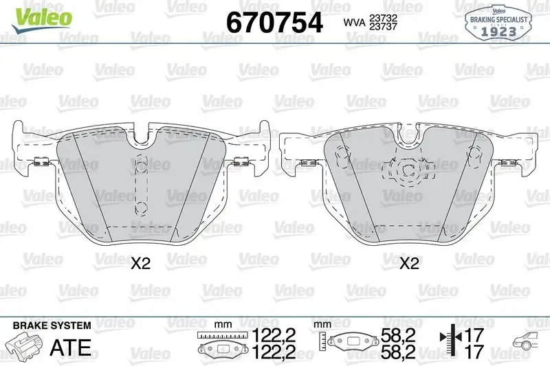 VALEO 670754 Arka Fren Balatası