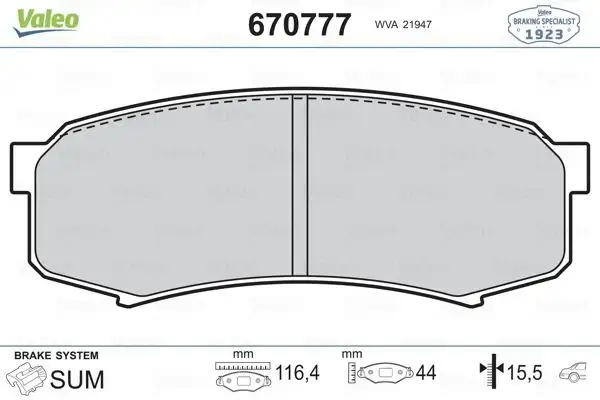 VALEO 670777 Arka Fren Balatası