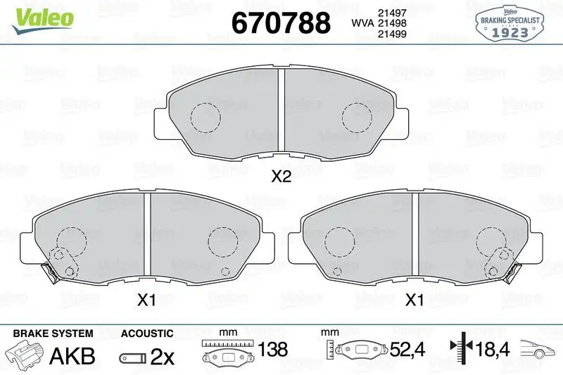 VALEO 670788 Ön Fren Balatası