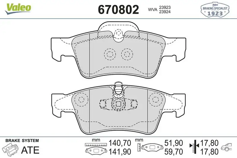 VALEO 670802 Arka Fren Balatası