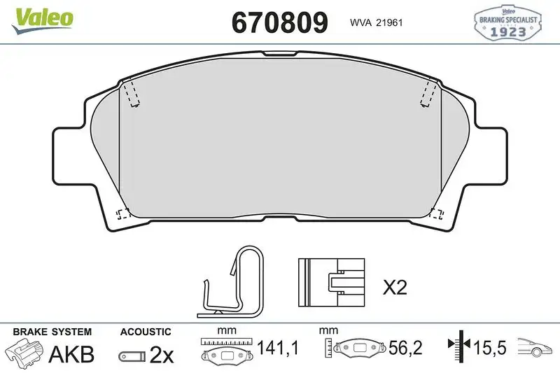 VALEO 670809 Ön Fren Balatası