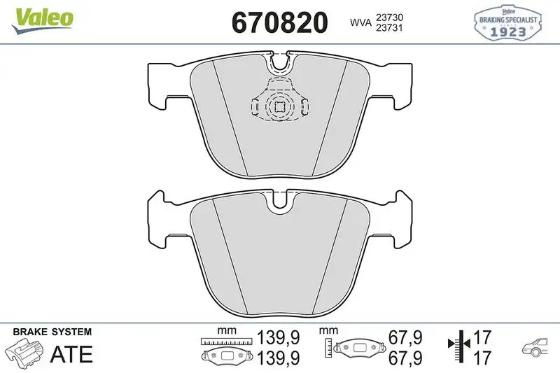VALEO 670820 Arka Fren Balatası