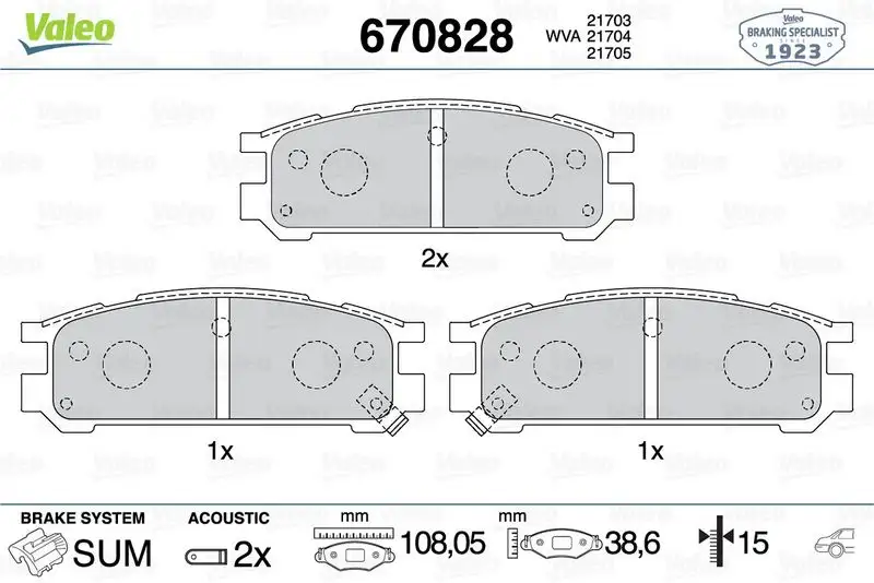 VALEO 670828 Arka Fren Balatası
