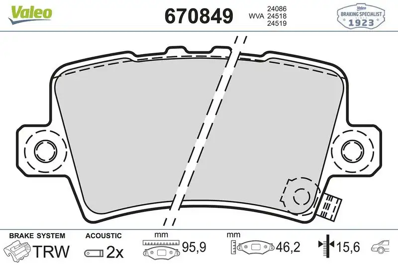 VALEO 670849 Arka Fren Balatası