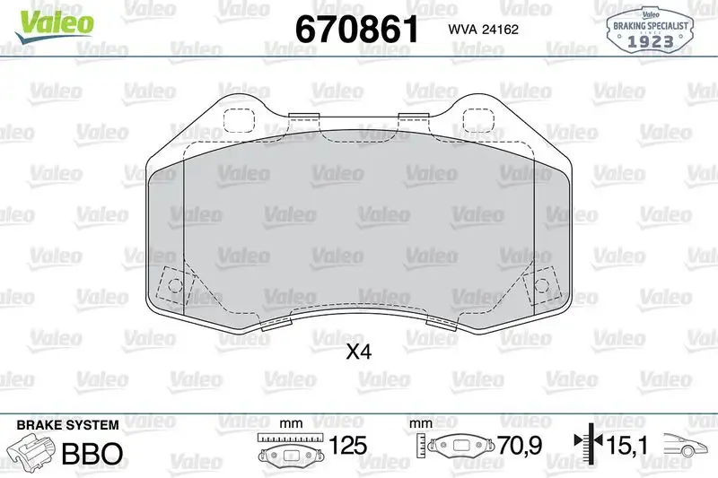 VALEO 670861 Ön Fren Balatası