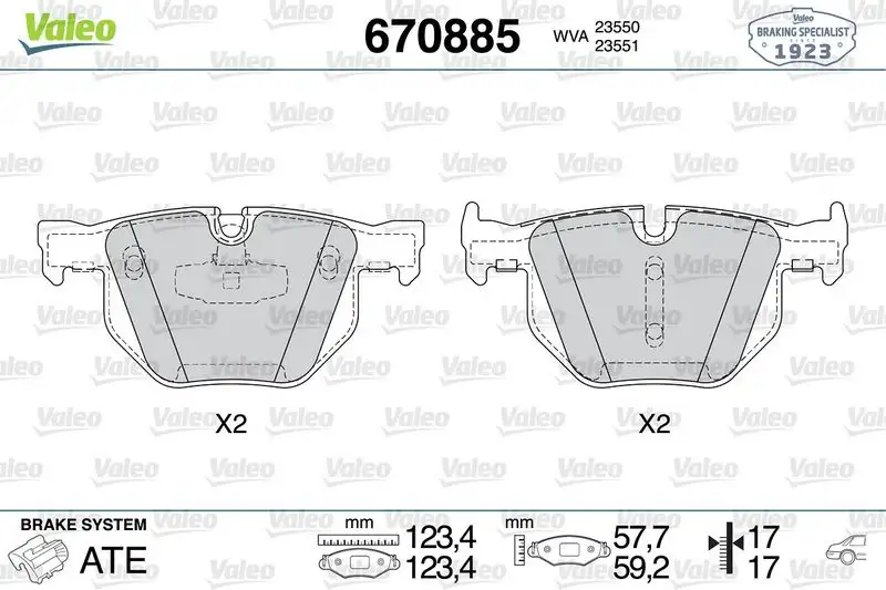 VALEO 670885 Arka Fren Balatası