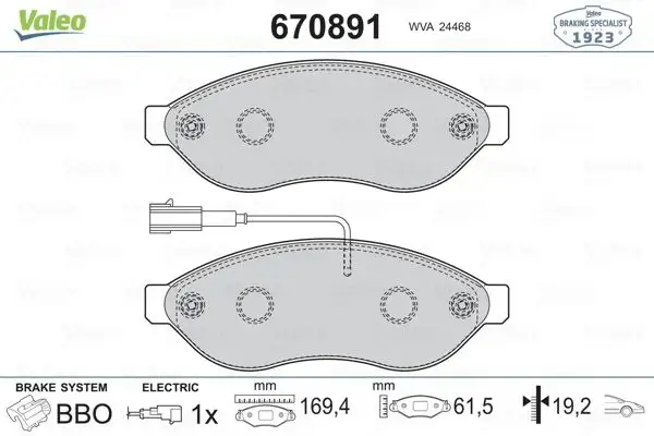 VALEO 670891 Ön Fren Balatası
