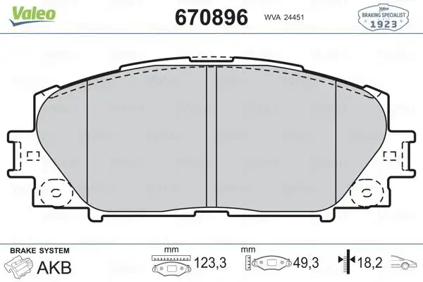 VALEO 670896 Ön Fren Balatası
