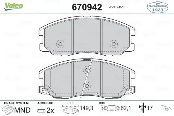 VALEO 670942 Ön Fren Balatası