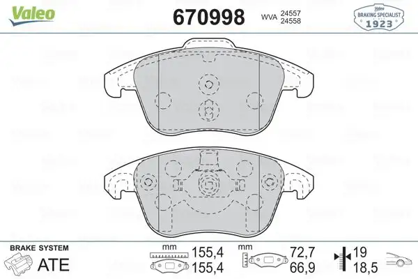 VALEO 670998 Ön Fren Balatası