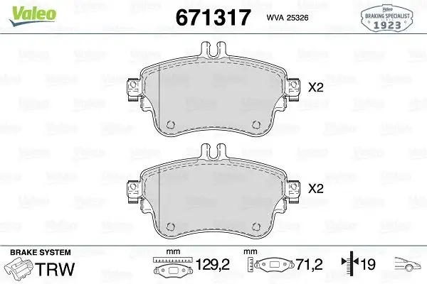VALEO 671317 Ön Fren Balatası