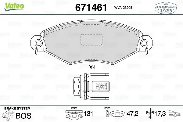 VALEO 671461 Ön Fren Balatası 425204