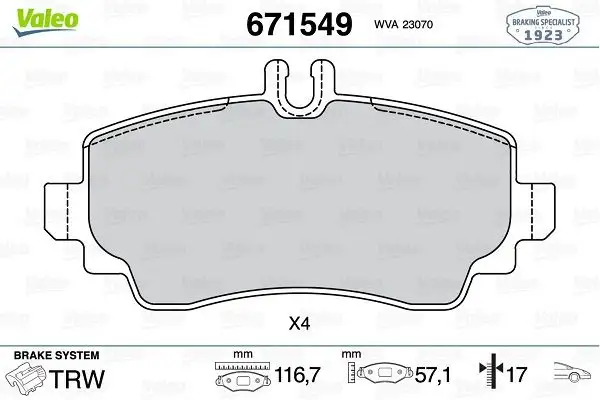 VALEO 671549 Ön Fren Balatası
