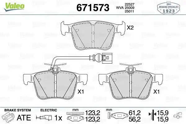 VALEO 671573 Arka Fren Balatası
