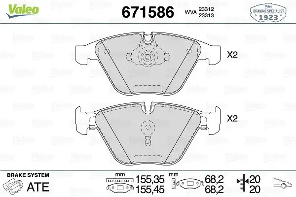 VALEO 671586 Ön Fren Balatası