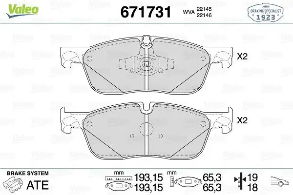 VALEO 671731 Ön Fren Balatası