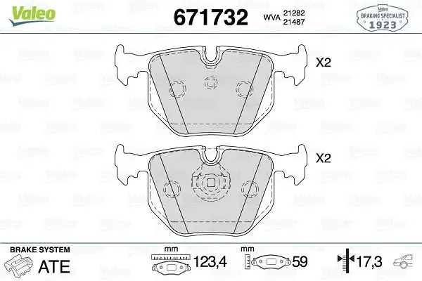 VALEO 671732 Arka Fren Balatası SFP500210