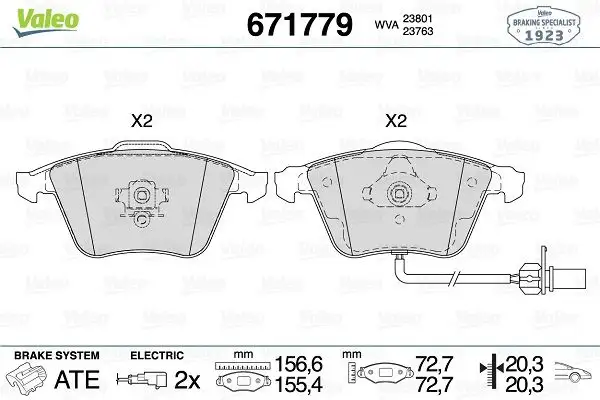 VALEO 671779 Ön Fren Balatası 4E0698151S