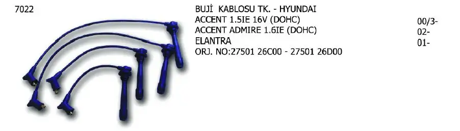 ÜNÜVAR 7022 Buji Kablosu